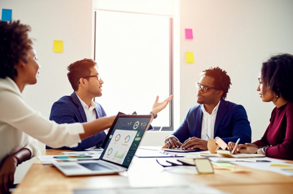 Equipe Tracker Midas em reunião estratégica